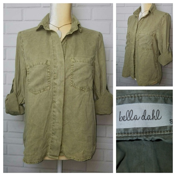 Bella Dahl Hi Low Split back size S button up top - Picture 2 of 8